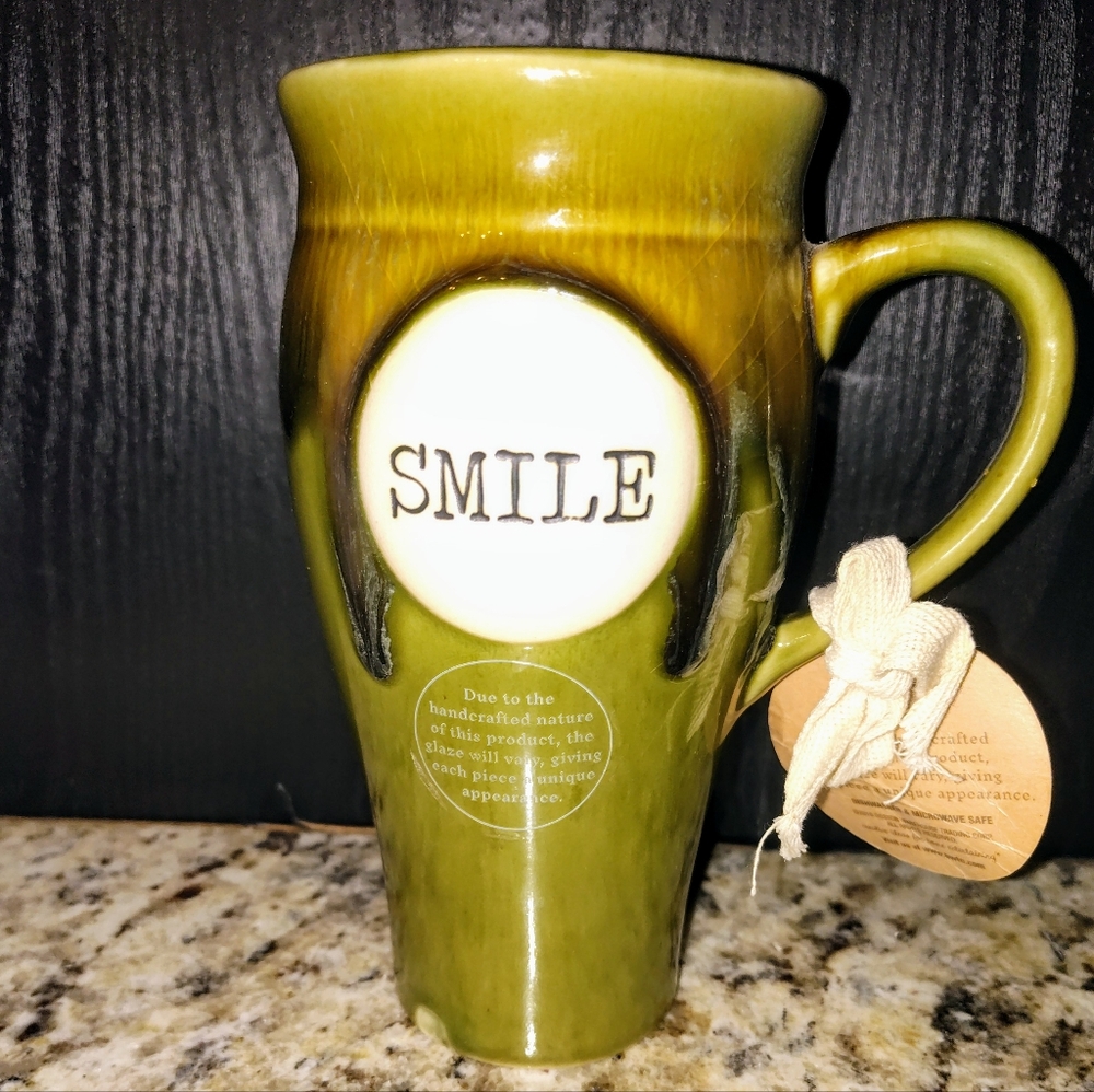 Boston Warehouse Smile Mug Coffee Cup Drip Glaze Y2K Vintage